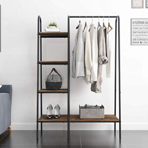 soges Free-Standing Garment Racks Metal Clothing Rack with Storage Shelvels and Hanging Rod Closet Storage Organizer Clothing Rack Black,UT-011