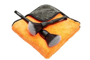 wenage ultra-soft detailing brush set with microfiber cloth for scratch-free cleaning and detailing of delicate surfaces interior exterior automotive, leather, infotainment screens, electronics