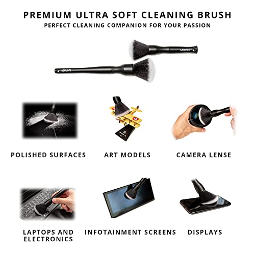 Wenage Ultra-Soft Detailing Brush Set with Microfiber Cloth for Scratch-Free Cleaning and Detailing of Delicate Surfaces Interior Exterior Automotive, Leather, Infotainment Screens, Electronics