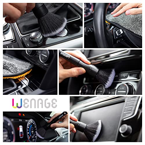 Wenage Ultra-Soft Detailing Brush Set with Microfiber Cloth for Scratch-Free Cleaning and Detailing of Delicate Surfaces Interior Exterior Automotive, Leather, Infotainment Screens, Electronics