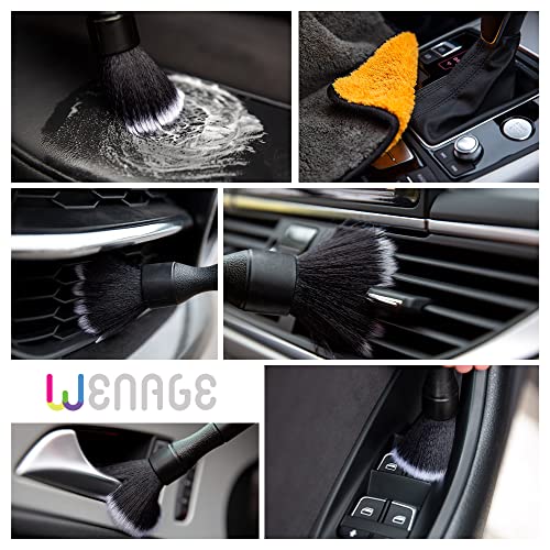 Wenage Ultra-Soft Detailing Brush Set with Microfiber Cloth for Scratch-Free Cleaning and Detailing of Delicate Surfaces Interior Exterior Automotive, Leather, Infotainment Screens, Electronics