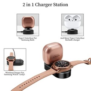 2 in 1 Charger Stand for Samsung Watch and Earbuds, Galaxy Watch Charger Dock Compatible with Samsung Galaxy Watch 3/Active 2/Active & Galaxy Buds 2/Pro/Live/Buds+/Buds and More Type-C Buds