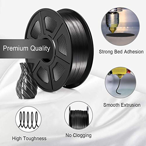 Silk Black PLA Shiny 3D Printer Filament 1.75mm Diameter 1kg Spool 2.2lbs Widely Support FDM 3D Printers