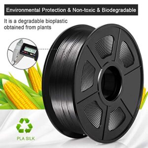 Silk Black PLA Shiny 3D Printer Filament 1.75mm Diameter 1kg Spool 2.2lbs Widely Support FDM 3D Printers