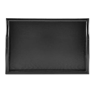 Portable Binaural Rectangle Solid Wood Food Serving Tray, Tea Coffee Snack Food Serving Tray Plate (Black)