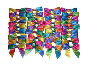 liitos twist tie bows 100 pack rainbow colors, mix color red, orange, pink, blue, green, purple, yellow, pretied bows for treat bags or wrapping any of your ideas, amazing for wrapping candy and gifts