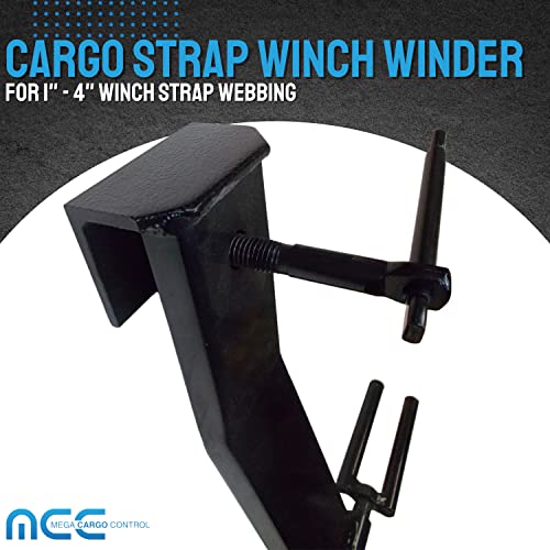 Mega Cargo Control Cargo Tie-Down Winch Strap Winder | for Roll-up Flatbed Trailer Winch Straps up to 2" 3" 4" Wide, Used in Trailers, Trucks, Warehouses Vans Docks (1-Pack)