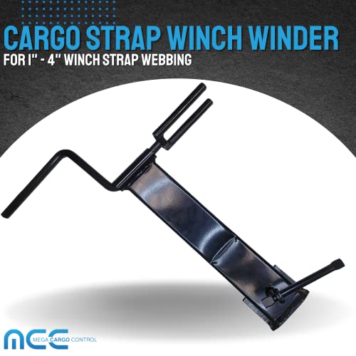 Mega Cargo Control Cargo Tie-Down Winch Strap Winder | for Roll-up Flatbed Trailer Winch Straps up to 2" 3" 4" Wide, Used in Trailers, Trucks, Warehouses Vans Docks (1-Pack)