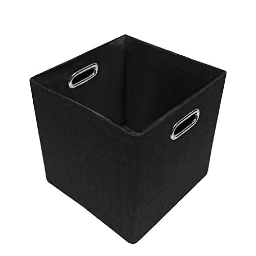 Oprass cube storage bins 13X13 Folding Baskets Hard Shelf Organizer Bins (4pcs, Black)