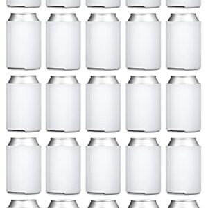 TahoeBay Bulk Can Coolers (50-Pack) Blank Foam Sleeves Plain Soft Insulated Blanks for Soda, Beer, Water Bottles, HTV Vinyl Projects, Wedding Favors and Gifts (White)