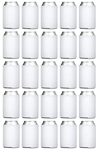 TahoeBay Bulk Can Coolers (50-Pack) Blank Foam Sleeves Plain Soft Insulated Blanks for Soda, Beer, Water Bottles, HTV Vinyl Projects, Wedding Favors and Gifts (White)