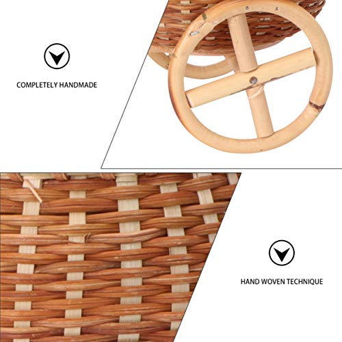 BESPORTBLE Handmade Samll Rattan Basket Bamboo Woven Storage Basket Tricycle Shape Flower Plant Basket for Home Wedding Desktop Ornament (Style 2)