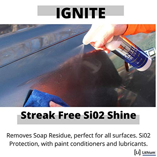 Lithium Ignite After Wash Conditions and Shines Surfaces as You Dry. Streak-Free Hydrophobic Formula adds Lubrication to Stop Micro Scratching While Sealing and Making Surfaces pop with Color.