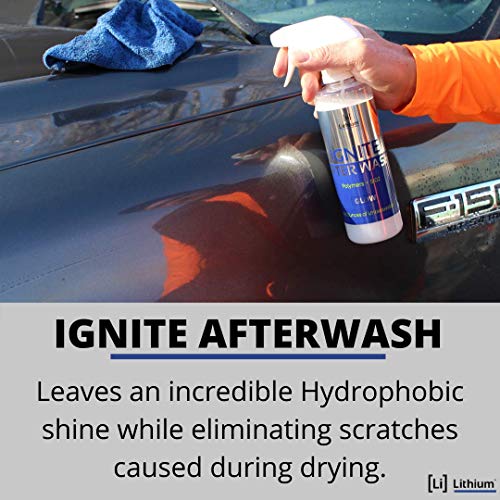 Lithium Ignite After Wash Conditions and Shines Surfaces as You Dry. Streak-Free Hydrophobic Formula adds Lubrication to Stop Micro Scratching While Sealing and Making Surfaces pop with Color.