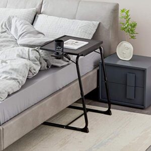 Rubypin Multifunction TV Tray Table - Folding TV Tray on Bed & Sofa with Cup Holder, Comfortable Folding Table with 6 Height & 3 Tilt Angle Adjustments (Black)