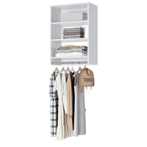 medium hanging closet unit - modular closet system for hanging - corner closet system - closet organizers and storage shelves (white, 19.5 inches wide) closet shelves