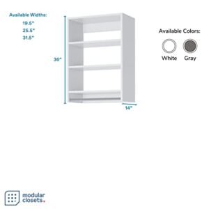 Medium Hanging Closet Unit - Modular Closet System For Hanging - Corner Closet System - Closet Organizers And Storage Shelves (White, 19.5 inches Wide) Closet Shelves