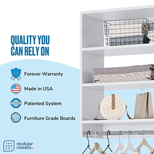 Medium Hanging Closet Unit - Modular Closet System For Hanging - Corner Closet System - Closet Organizers And Storage Shelves (White, 19.5 inches Wide) Closet Shelves