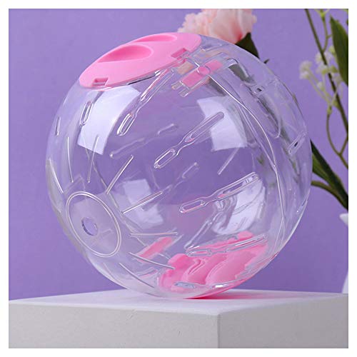 WishLotus Hamster Ball, Running Hamster Wheel 14cm Small Pet Plastic Cute Exercise Ball Golden Silk Shih Tzu Bear Jogging Wheel Toy Relieves Boredom and Increases Activity (Pink)
