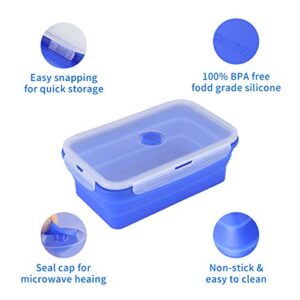 Collapsible Silicone Food Storage Containers with BPA Free Lid Meal Prep Containers Space Saver for Kitchen, Bento Lunch Boxes, Travel Picnic, Leftover, Microwave, Refrigerator Set of 4