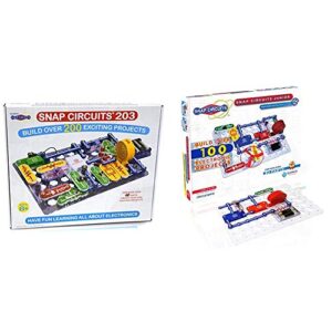 snap circuits 203 electronics exploration kit | over 200 stem projects | 4-color project manual | 42 snap modules | unlimited fun & elenco jr. sc-100