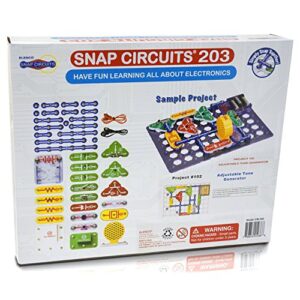 Snap Circuits 203 Electronics Exploration Kit | Over 200 STEM Projects | 4-Color Project Manual | 42 Snap Modules | Unlimited Fun & Elenco Jr. SC-100