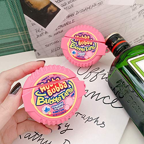 for Airpod 2/1 Case Soft Silicone Cute Cartoon Kawaii Funny Cover Fashion Protective, Cool Keychain Design Skin, for Girls Children and Boys Airpod Case with Airpods 2&1 (hubba Bubba)