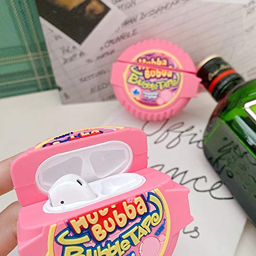 for Airpod 2/1 Case Soft Silicone Cute Cartoon Kawaii Funny Cover Fashion Protective, Cool Keychain Design Skin, for Girls Children and Boys Airpod Case with Airpods 2&1 (hubba Bubba)