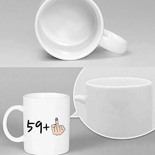 I Am 59 Plus 1 Middle Finger Equals 60 Birthday Coffee Mugs - Novelty Ceramic Coffee Mug Tea Cup White 60th Birthday Gifts for Women Gift Ideas