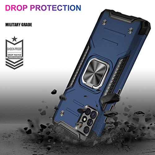 IKAZZ Galaxy A51 4G Case with Screen Protector,Dual Layer Soft Flexible TPU and Hard PC Cover Anti-Slip Full-Body Rugged Protective Phone Case with Kickstand for Samsung Galaxy A51 4G Blue