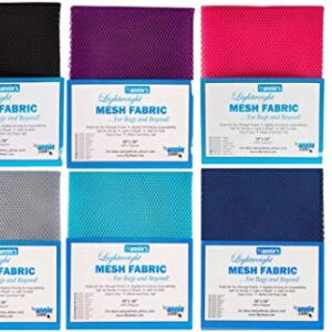 ByAnnie's Mesh Fabric Lightweight Galaxy Bundle-Lipstick, Parrot Blue, Pewter, Tahiti, Black and Blast Off Blue 18" x 54" with Tape Measure Bundle of 7 Items Galaxy