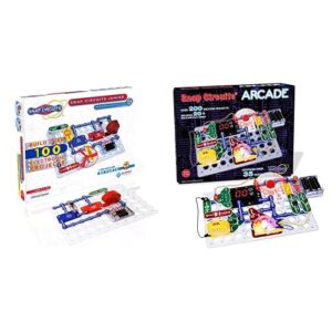 snap circuits “arcade”, electronics exploration kit, stem activities for ages 8+, multicolor (sca-200) & elenco jr. sc-100