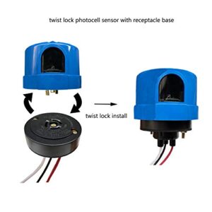 Proshopping AC 120V-277V Twist Lock Photoelectric Switch with Photocell Sensor Receptacle Set, Dusk to Dawn Auto Post Eye Photocell Switch and Photo Control Base Kits - for Outdoor Area Street Light