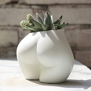 frozzur mini lower body pot, female body shaped small flower planter with drainage holes, resin plant pot, cute christmas sculpture decor, modern boho chic butt planter for indoor or outdoor plants