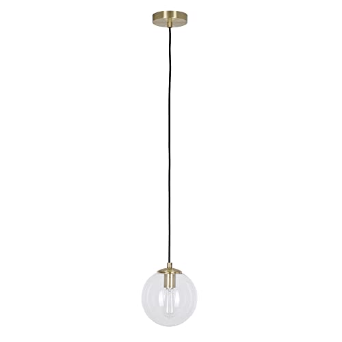 Catalina Lighting 23124-000 Mid-Century Modern Glass Globe Mini Pendant, 8", Brass