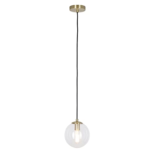 Catalina Lighting 23124-000 Mid-Century Modern Glass Globe Mini Pendant, 8", Brass