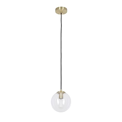 Catalina Lighting 23124-000 Mid-Century Modern Glass Globe Mini Pendant, 8", Brass