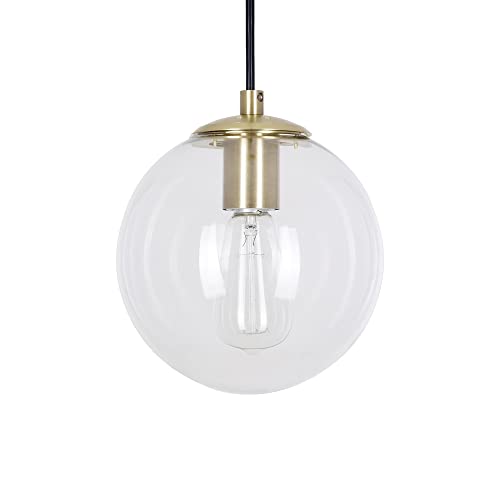 Catalina Lighting 23124-000 Mid-Century Modern Glass Globe Mini Pendant, 8", Brass