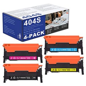 4 pack 404s clt-k404s clt-c404s clt-m404s clt-y404s toner cartridge replacement for samsung xpress c430w c430 c480fn c480fw c480 c43x c48x series printer toner (1bk+1c+1m+1y).