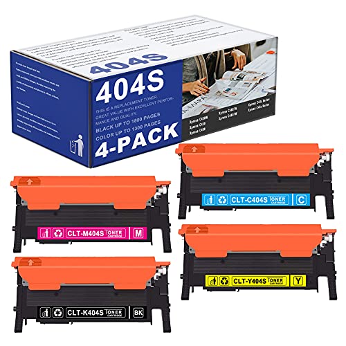 4 Pack 404S CLT-K404S CLT-C404S CLT-M404S CLT-Y404S Toner Cartridge Replacement for Samsung Xpress C430W C430 C480FN C480FW C480 C43x C48x Series Printer Toner (1BK+1C+1M+1Y).