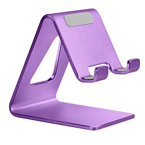 Aoviho Desktop Cell Phone Stand Phone Holder for Desk - Aluminum Phone Dock for iPhone 13 12 pro 11 X Xs max 8 7 6 6s Plus SE 5 5S Samsung All Smart Phones (Purple)