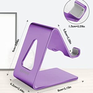 Aoviho Desktop Cell Phone Stand Phone Holder for Desk - Aluminum Phone Dock for iPhone 13 12 pro 11 X Xs max 8 7 6 6s Plus SE 5 5S Samsung All Smart Phones (Purple)