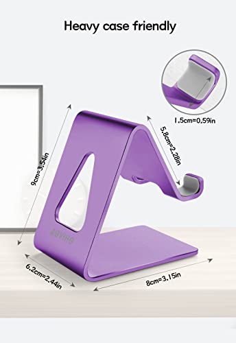 Aoviho Desktop Cell Phone Stand Phone Holder for Desk - Aluminum Phone Dock for iPhone 13 12 pro 11 X Xs max 8 7 6 6s Plus SE 5 5S Samsung All Smart Phones (Purple)