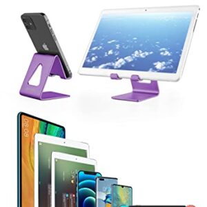 Aoviho Desktop Cell Phone Stand Phone Holder for Desk - Aluminum Phone Dock for iPhone 13 12 pro 11 X Xs max 8 7 6 6s Plus SE 5 5S Samsung All Smart Phones (Purple)