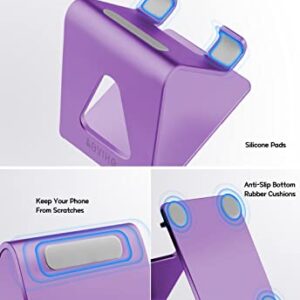 Aoviho Desktop Cell Phone Stand Phone Holder for Desk - Aluminum Phone Dock for iPhone 13 12 pro 11 X Xs max 8 7 6 6s Plus SE 5 5S Samsung All Smart Phones (Purple)