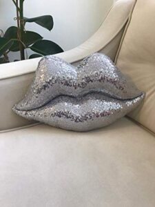 woody gray lips glitter pillow home decor lips throw pillow decorative cushion pillow couch bed shaped pillow sparkle luxury pillow 18,5 x 10,5 x 3,5 inches