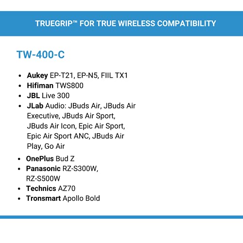 Comply TW-400-C TrueGrip Pro Earbud Tips for JLAB, Bowers & Wilkins PI7, PI5, Technics EAH-AZ70, Tune 125TWS, Sennheiser Momentum True Wireless 3 and More Earphones (Large, 3 Pairs), Black