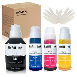 aomya compatible canon gi-20 gi20 gi21 gi-21 ink refill bottle kit for canon pixma g5020 g6020 g5030 g6030 g5040 g6040 g5050 g3260 g2260 g1220 printers with gloves (black 170ml,cmy 70ml)