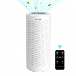 zen lyfe air purifiers for home extra large room up to 2360 ft², washable true hepa filter for allergies and pets smokers pollen dust mold odors dander, auto mode, 24db, pm2.5 monitor, white