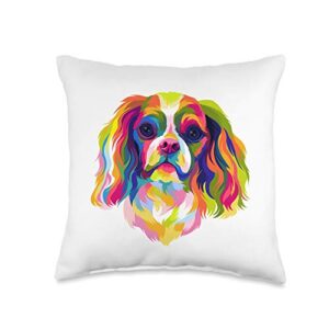 cavalier king charles spaniel dog gifts men women pop art cavalier king charles spaniel cute dog lover gift throw pillow, 16x16, multicolor